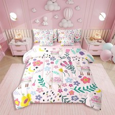 Twin Comforter Set for Kids Boys Girls- 7 Pieces Floral Alpaca Bedding Sets T...