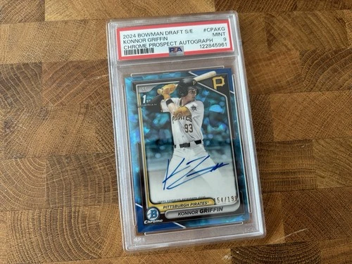 KONNOR GRIFFIN 2024 BOWMAN CHROME DRAFT 1ST SAPPHIRE PIRATES AUTO /199 PSA 9