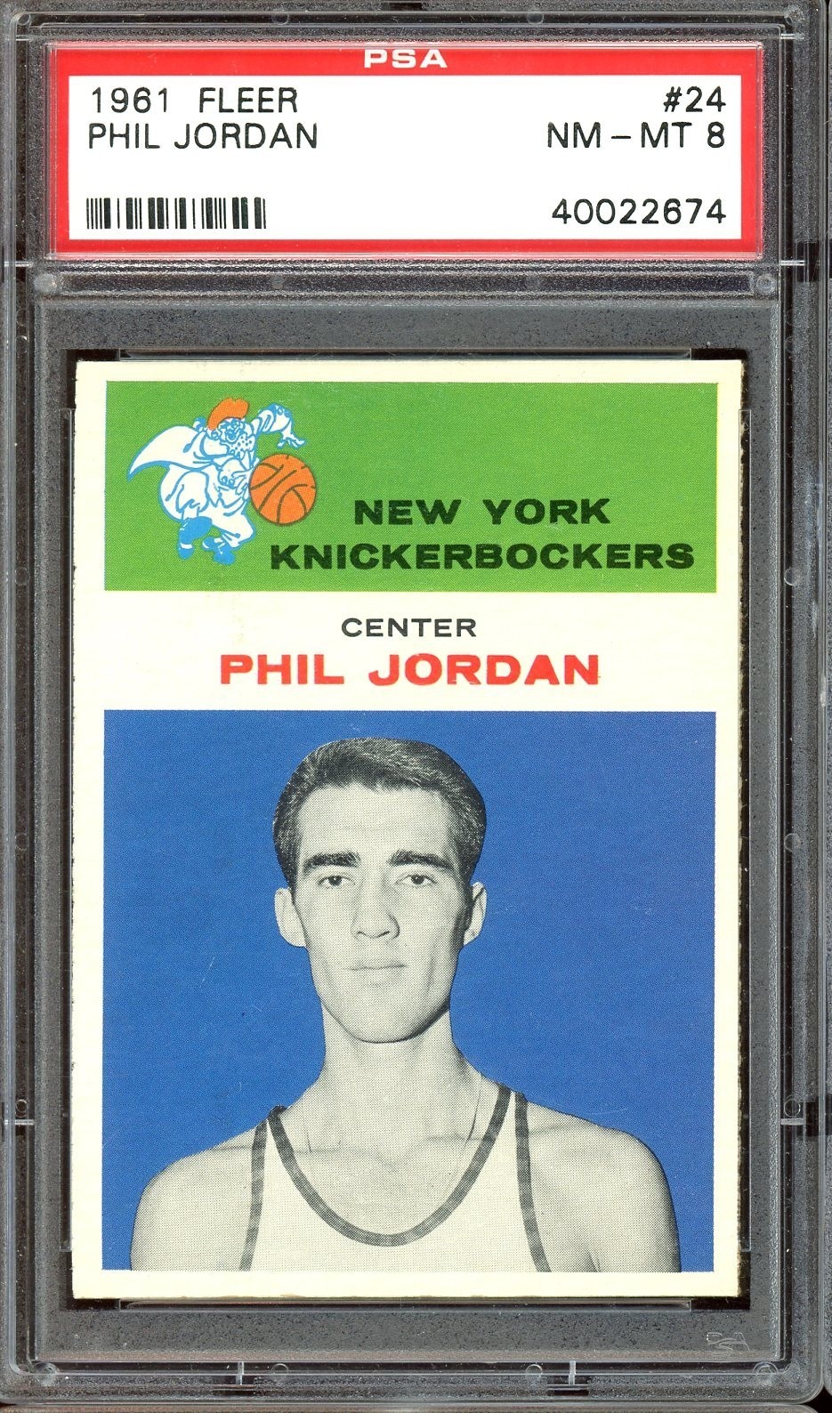 1961 Fleer Basketball #24 Phil Jordan (jordon) PSA 8