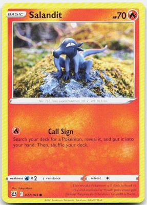 Salandit Common SWSH05: Battle Styles 027/163 NM Yuka Morii