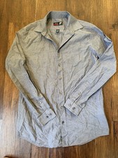JF J Ferrar Slim Fit Dress Shirt Men Gray Stretch Button Up Long Sleeve Size M