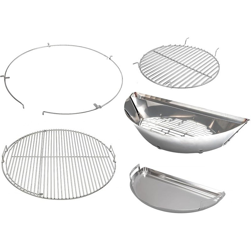 Deluxe Two-Zone Insert 22" Charcoal Grill Smoker Perfect Sea