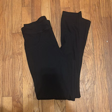 Women's Black Solid Ankle Leggings Size S Polyester/Spandex Stretch Athleisure
