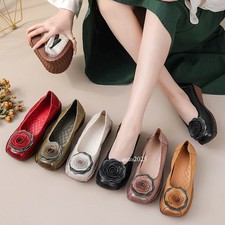 New Handmade Genuine Leather Shoes Women's Flower Leather Shoes Flat Shoes