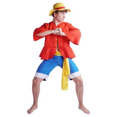 Monkey D. Ruffy Cosplay Kostüm nach 2-jähriger Trennung mit Hut | S - XXL
