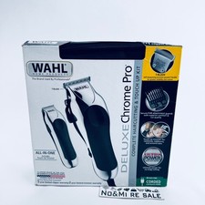 Wahl Clipper USA Deluxe Corded Chrome Pro Complete Hair Trimming Kit 3029682