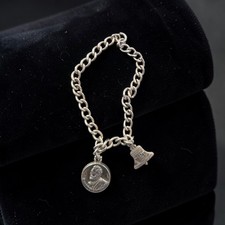 Vintage Sterling Silver Charm Bracelet Liberty Bell Alexander Graham Bell GTD