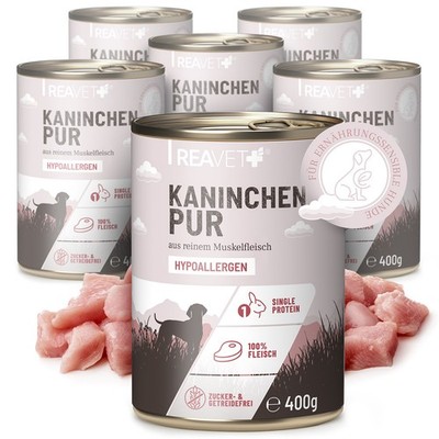 REAVET Hundenassfutter - Kaninchen PUR aus Muskelfleisch, Hypoallergen