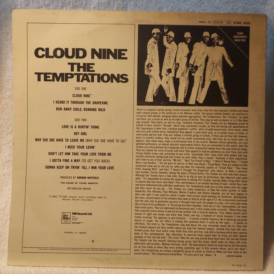 The Temptations/Cloud Nine/REPRESS/UK IMPORT/Vinyl,LP,Album🔥FAST,FREE SHIP🔥VG+ - Image 2 of 4