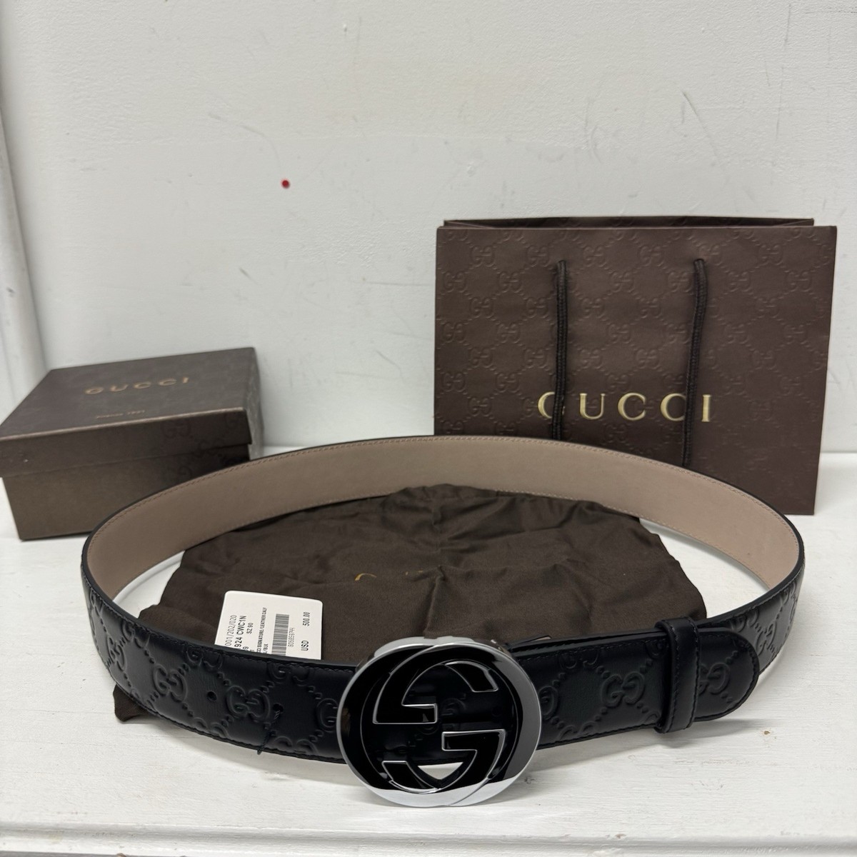 Gucci Black Interlocking G Belt (Size 30-32 Men's Pants) | eBay