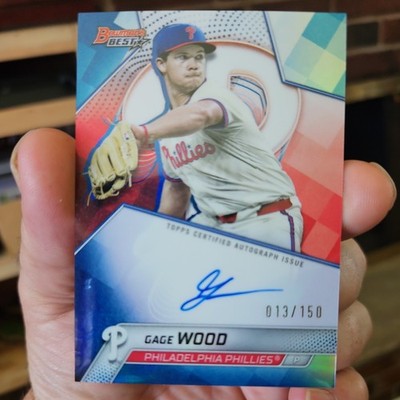 2025 Bowman's Best Gage Wood Auto Blue Refractor 013/150 #B25-GW Phillies