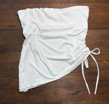 Live in the Moment Tube Top White Asymmetrical Scrunch Going Out Fairy Boho sz S