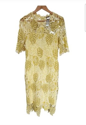 M&Co Boutique Yellow Floral Guipure Lace Dress - Size 12 - NWT £89