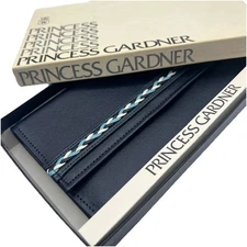 Princess Gardner Navy Blue Genuine Cowhide Leather Checkbook Wallet Vintage NWB