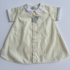 Vintage Feltman Bros Newborn Baby Day Gown NWT Pastel Yellow Clown Collar