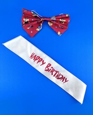 VTG Build A Bear Workshop Happy Birthday Sash  Bow Tie Party Decor Costume BAB