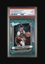 STEPHON CASTLE RC 2024-25 DONRUSS OPTIC THE ROOKIES GREEN PRIZM /25 SPURS PSA 9