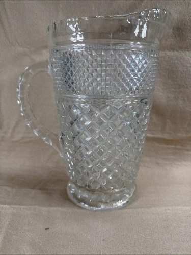 Vintage Anchor Hocking Wexford 64 Oz Glass Pitcher Clear Diamond Pressed Cut