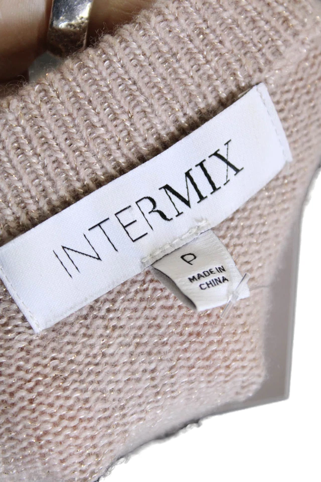 Intermix Womens Wool Long Sleeve Round Neck Pullover Knit Sweater Pink Size PP - Image 4 of 4