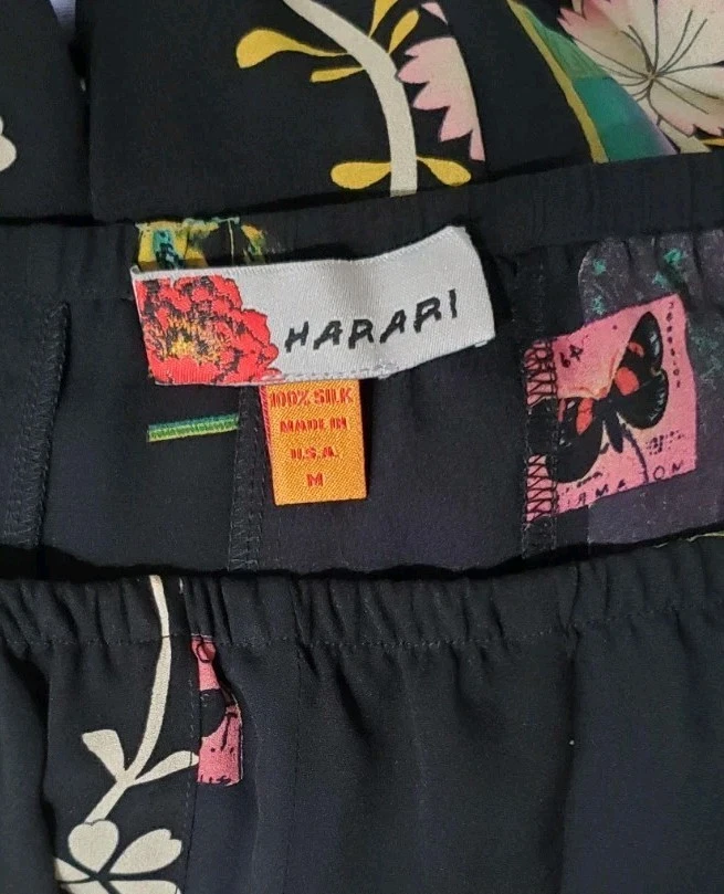 Harari Silk Pull-On Pants Size Medium Floral - Image 3 of 3