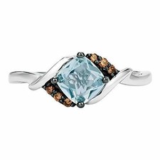 Le Vian 14K White Gold Blue Aquamarine & Chocolate Diamond Twist Ring - Sz 5-1/4
