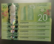 2012 Canadian $20 Dollar Polymer BankNote Queen Elizabeth UNC Prefix FYW