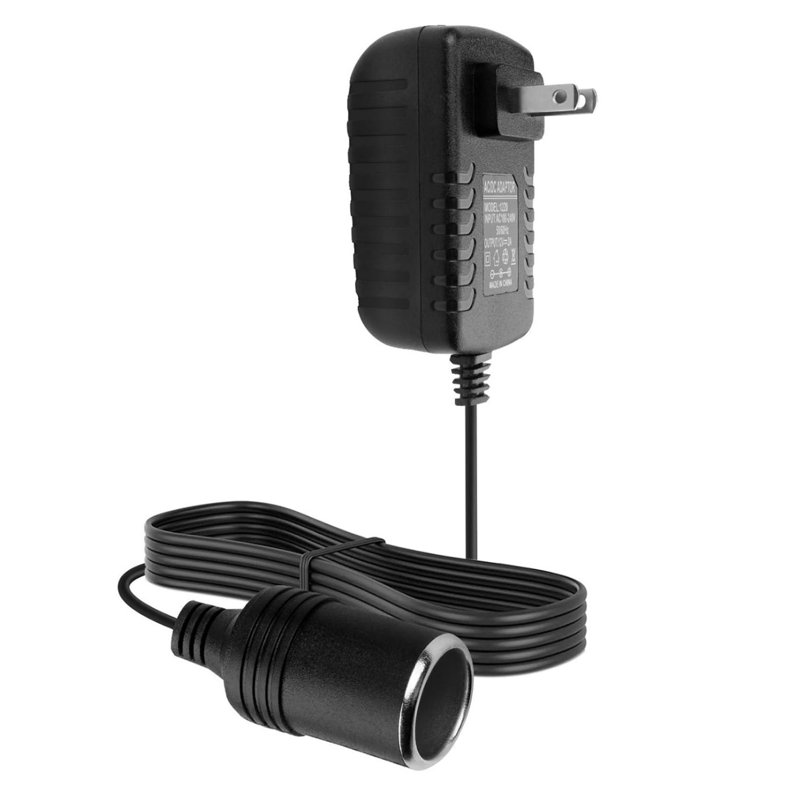 12V-2A Standard US 2-Pins Plug Car Cigarette Lighter Converter Socket Adapter