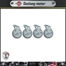 4 Pieces Load Capacity 1400 Pounds Heavy Duty Casters 5" Side Brakes Rubber Gray