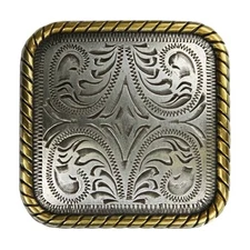 Western Equestrian Cowboy Decor Antique Silver/Gold Rope Border 1" Sq. Concho 