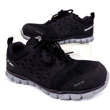 Reebok Women RB041 Sublite Legend Safety Toe Black Work Sneakers Size 7.0 Med,