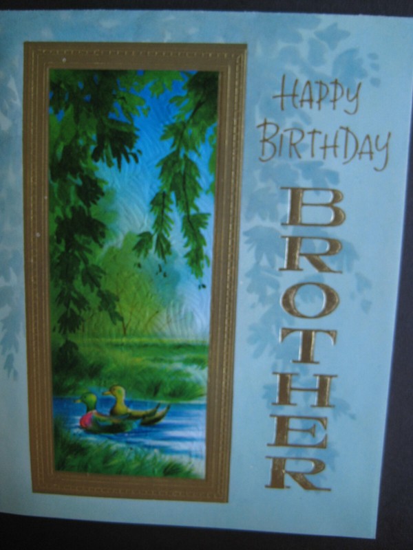 UNUSED 1960s vintage greeting card BIRTHDAY To Brother Ducks in a Stream
