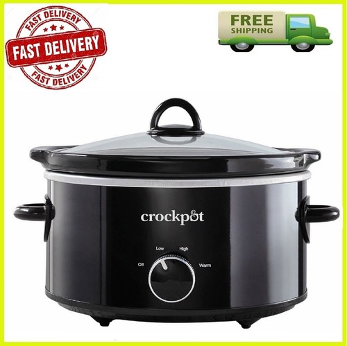 Crock-Pot 4qt Manual Slow Cooker Dishwasher-safe Stoneware and Glass Lid, Black