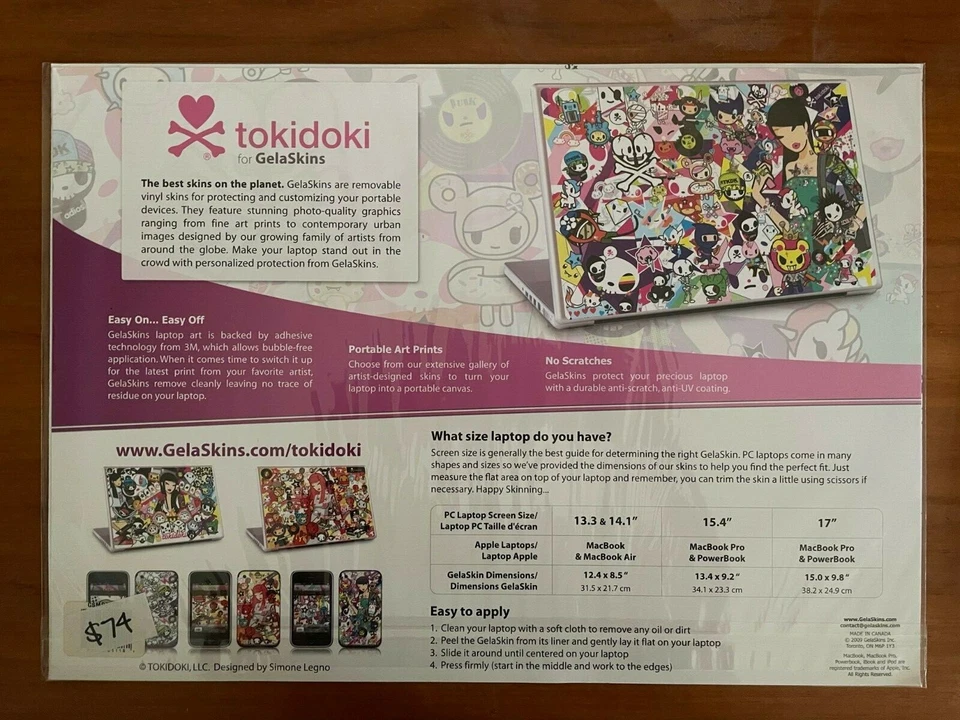 tokidoki Macbook PC Laptop Removeable Vinyl Skin Gelaskins Vegas Design 15.4" - Image 2 of 2