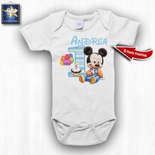 Body neonato PRIMO COMPLEANNO PERSONALIZZATO BABY TOPOLINO IDEA REGALO FESTA 