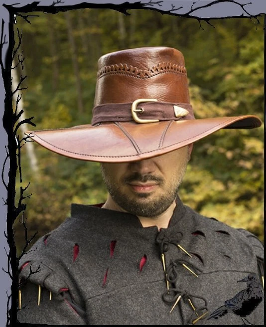 Mittelalter Hut - Lederhut Hexen Jäger Epic Armoury