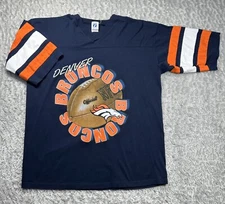 Vintage Denver Broncos Shirt Adult XL Blue Logo 7 NFL Football 90s Made In USA
