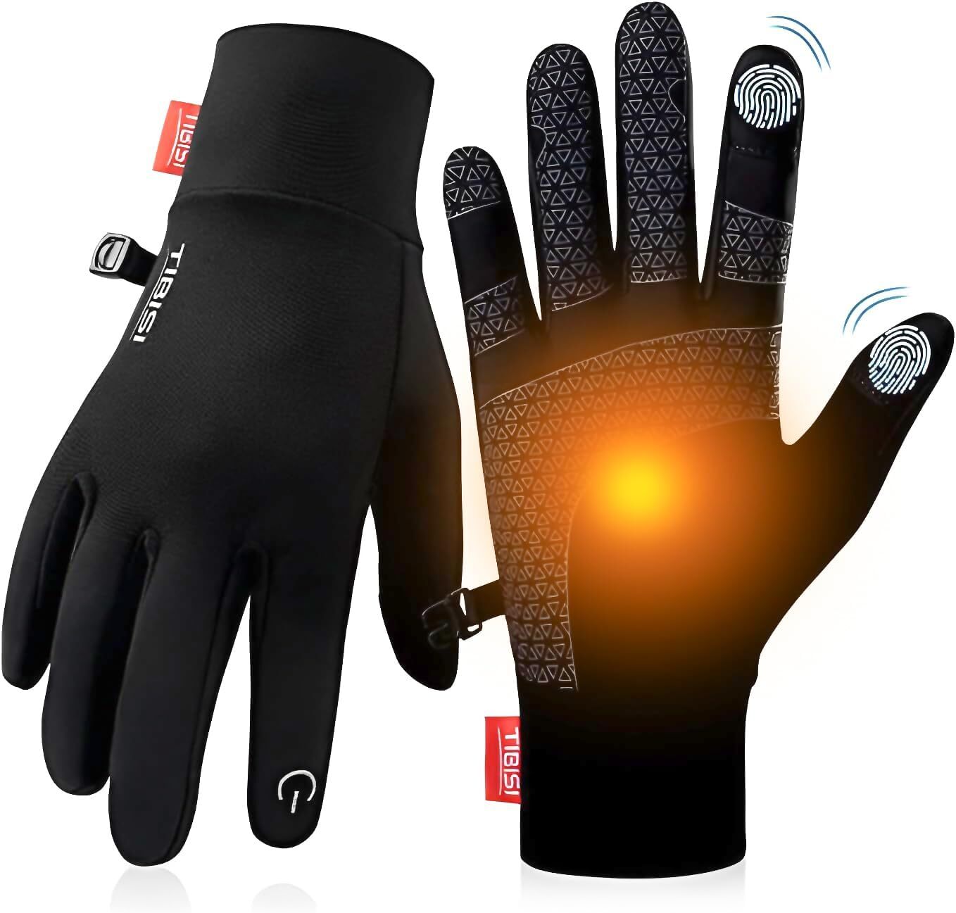 Winter Gloves Women Men, Warm Thermal Running Touchscreen Large, Black-tm02-image
