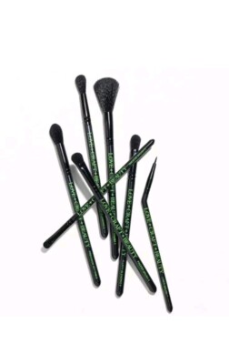 LOVE CRAFT BEAUTY 7pc Brush Set Black Green Precision Crease Blend Liner Blush +