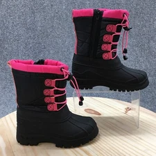 Coxist Boots Children 13 Snow Black Pink Round Toe Comfort Lace Up Mid-Calf