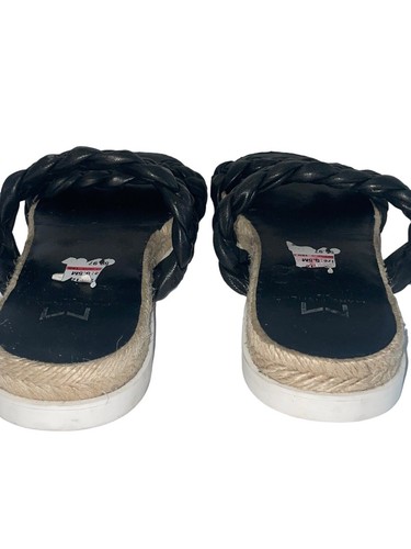 Marc Fisher LTD Black Jaimee Leather Braided Espadrilles Sandals 5.5M - Picture 3 of 11