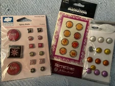 Lot of 3 brads- Creative Imaginations, Cloud 9 Design-enamel & pearl-3 NIP packs