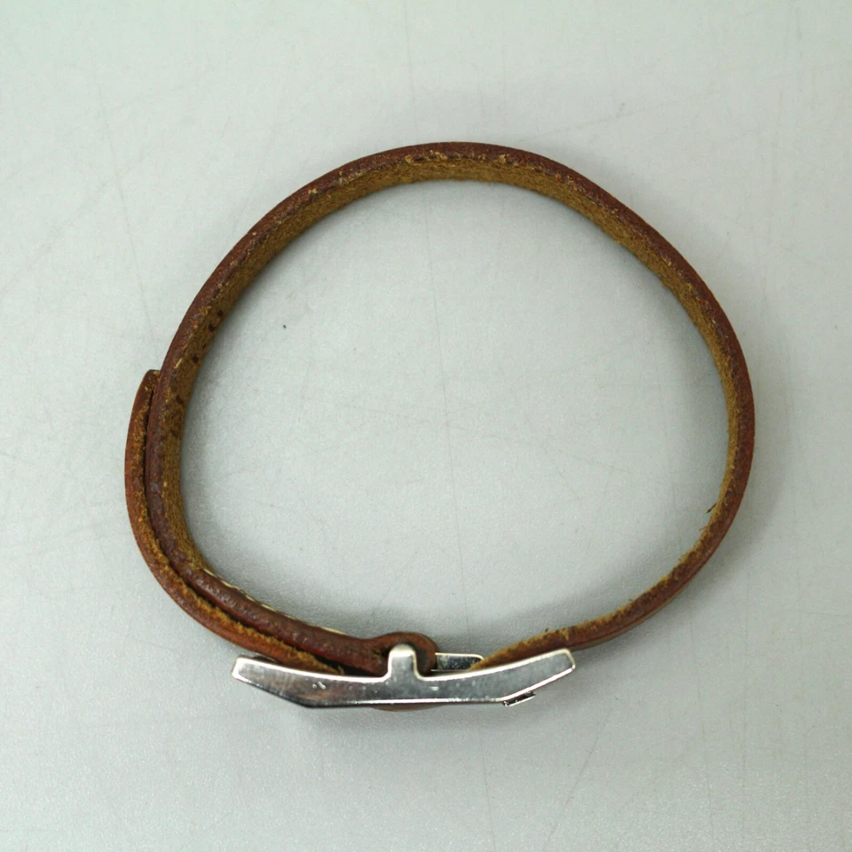 Pulsera HERMES HAPI cuero negro color plata herrajes Foto 3 de 4