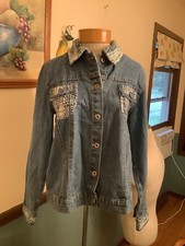 Forenza Tweed Trim Denim Jacket 12 Euc