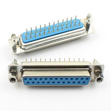 10Pcs D-SUB 25 Round Pin Straight Female Through Hole Connector 2 Row Set Screw