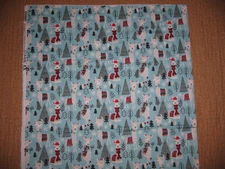 Snuggle Cotton Flannel Fabric Christmas Llama Trees Aqua 1.75 Yards x 44" CLEAN