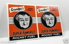 Pair of 3.5" GRANDPA'S ROCKET FUEL Vintage Style DECAL, Sticker, rat rod, racing