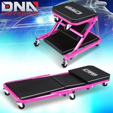 330lbs 2-in-1 Foldable Mechanic Z Creeper Seat Rolling Chair Garage Work Stool