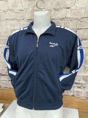 Vintage 1990er Reebok Trainingsanzug Top Jugendliche 32'''' Brandneu mit Etikett seltene blaue Jacke Brandneu mit Etikett
