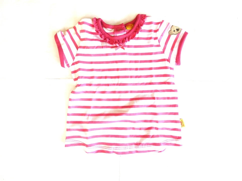 STEIFF Shirt mit Rüsche , gestreift weiß- pink gr. 74 - Bild 1 von 1