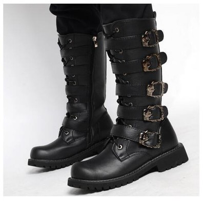 knee high buckle boots goth